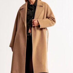 Abercrombie & Fitch Camel Tan Brown Wool Blend Belted Coat